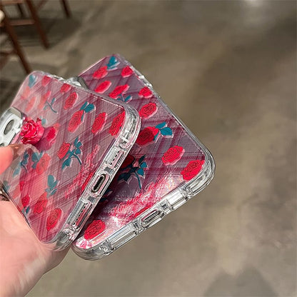 Rose Case / Adhesive Phone Set Plaid Decoration
