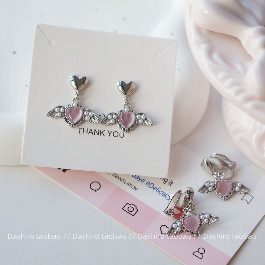 Clip-On Gemstone / Earring Heart Drop