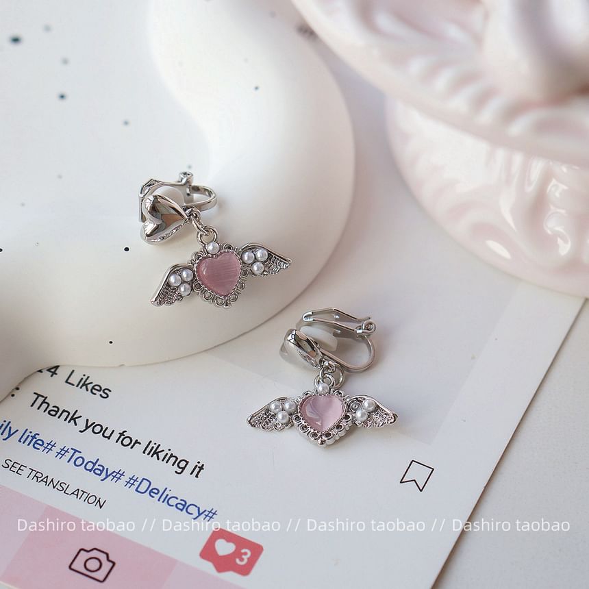 Clip-On Gemstone / Earring Heart Drop