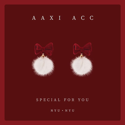 Earring Drop Pom Bow
