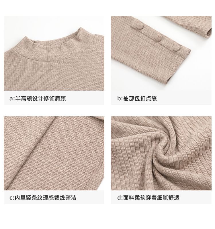 Long Sleeve Mock Neck Plain Top