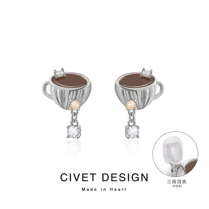 On Earring / Coffee Clip Stud