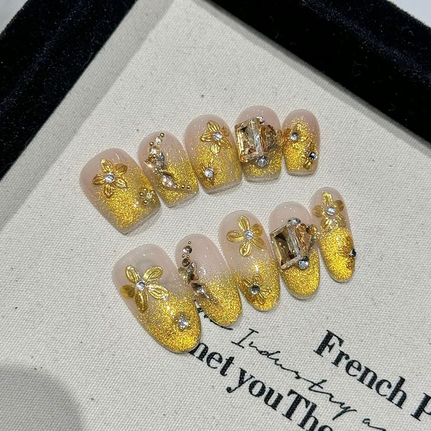 Floraler Strass-Press-On-Nagel (verschiedene Designs)