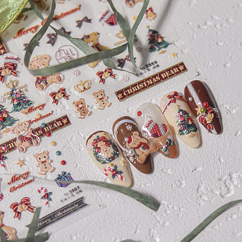 Autocollants Nail Art de Noël de dessin animé