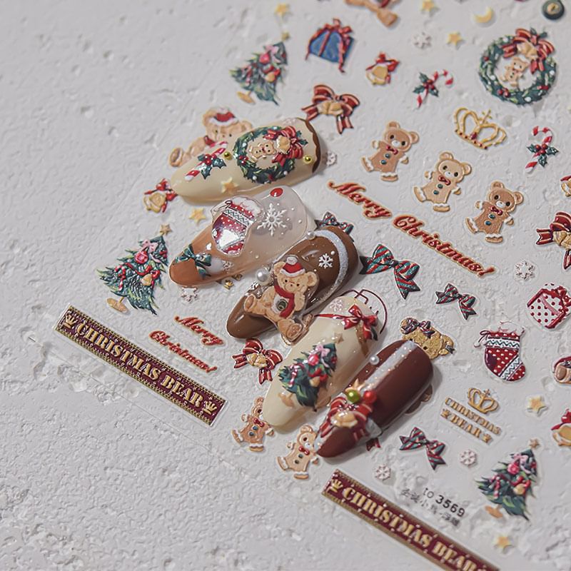 Autocollants Nail Art de Noël de dessin animé