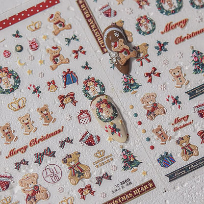 Autocollants Nail Art de Noël de dessin animé