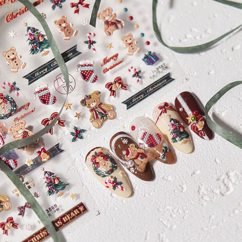 Autocollants Nail Art de Noël de dessin animé