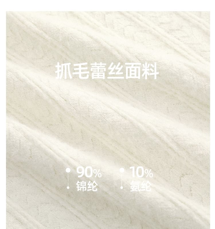 Long Sleeve Mock Neck Plain Frill Lace Top