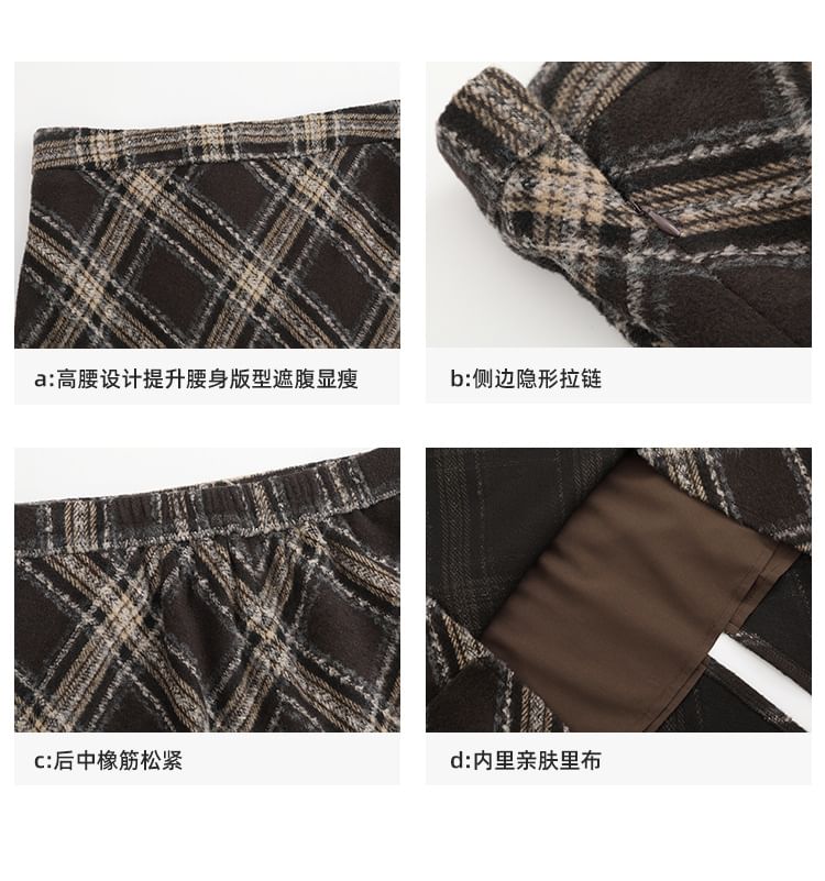 High Waist Plaid Maxi A-Line Skirt