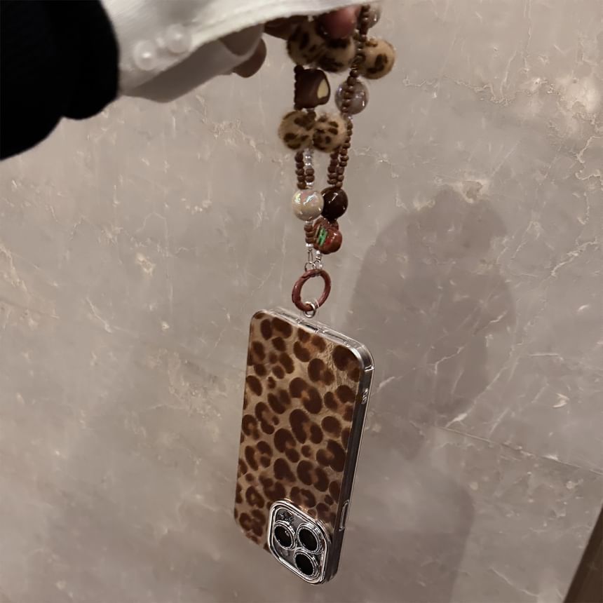 / Print Set Phone Strap Leopard Case