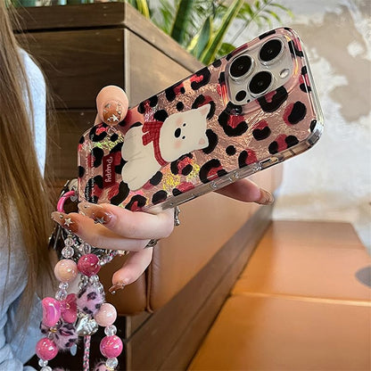 Phone Print / Leopard Strap Case Set Dog