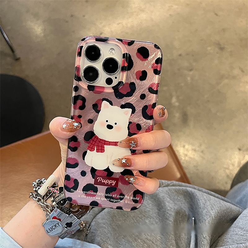 Phone Print / Leopard Strap Case Set Dog