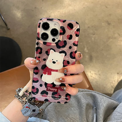 Phone Print / Leopard Strap Case Set Dog