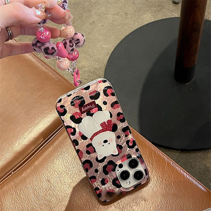 Phone Print / Leopard Strap Case Set Dog
