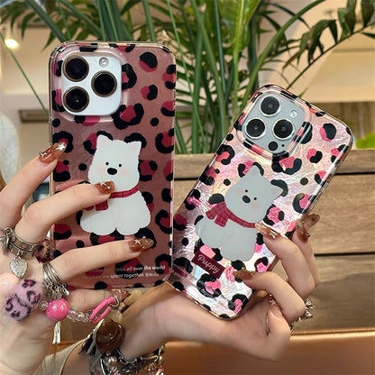Phone Print / Leopard Strap Case Set Dog