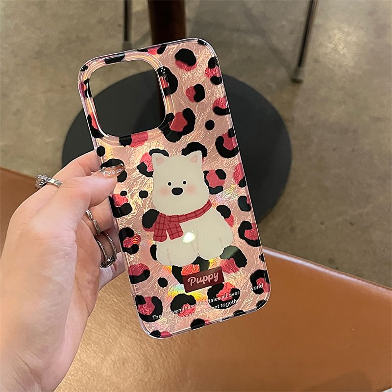 Phone Print / Leopard Strap Case Set Dog