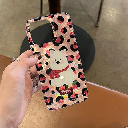 Phone Print / Leopard Strap Case Set Dog