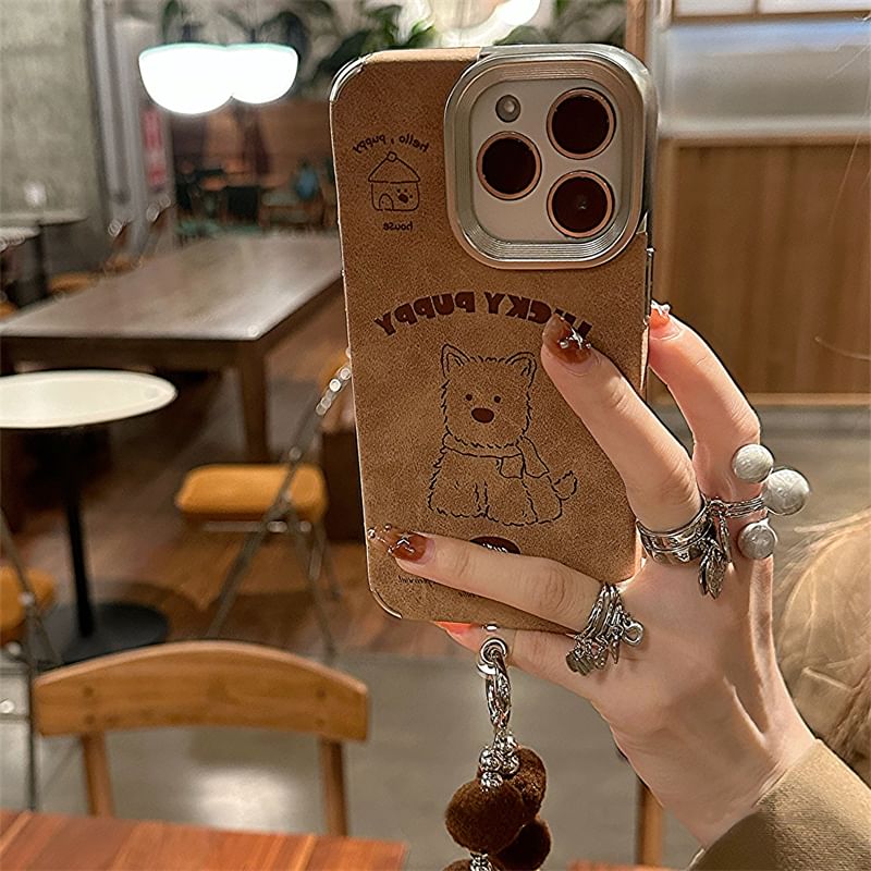 Set / Dog Pom Phone Strap Case