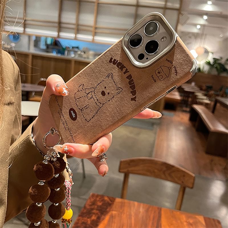 Set / Dog Pom Phone Strap Case