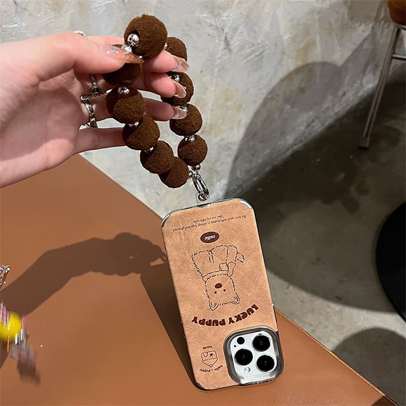 Set / Dog Pom Phone Strap Case