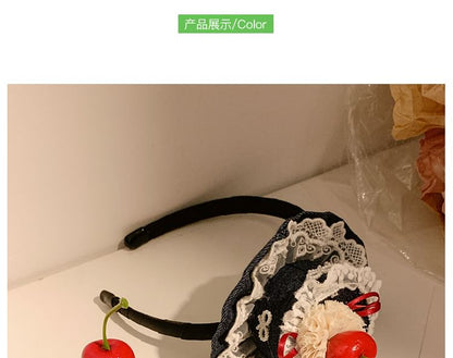 / Lace Hair Hat Headband Cherry Clip Trim