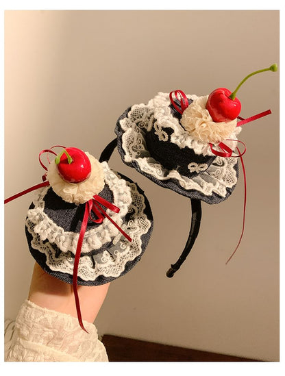 / Lace Hair Hat Headband Cherry Clip Trim
