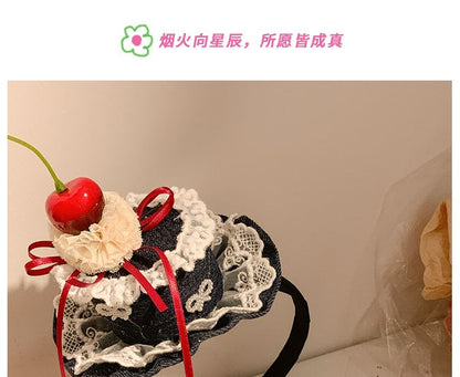 / Lace Hair Hat Headband Cherry Clip Trim
