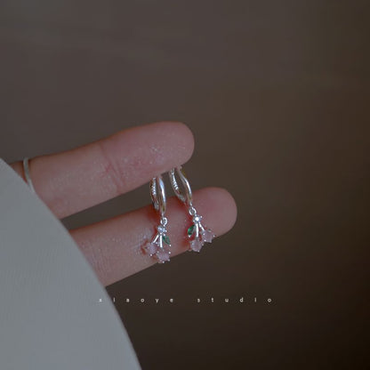 Hoop Cherry Earring 925 Rhinestone Silver Drop Sterling