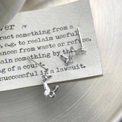 925 Silver Earring Drop Butterfly Sterling