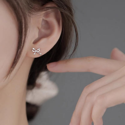 Stud Bow Sterling Silver Earring 925