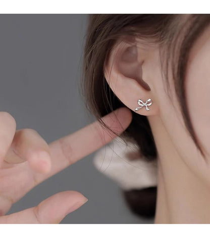 Stud Bow Sterling Silver Earring 925