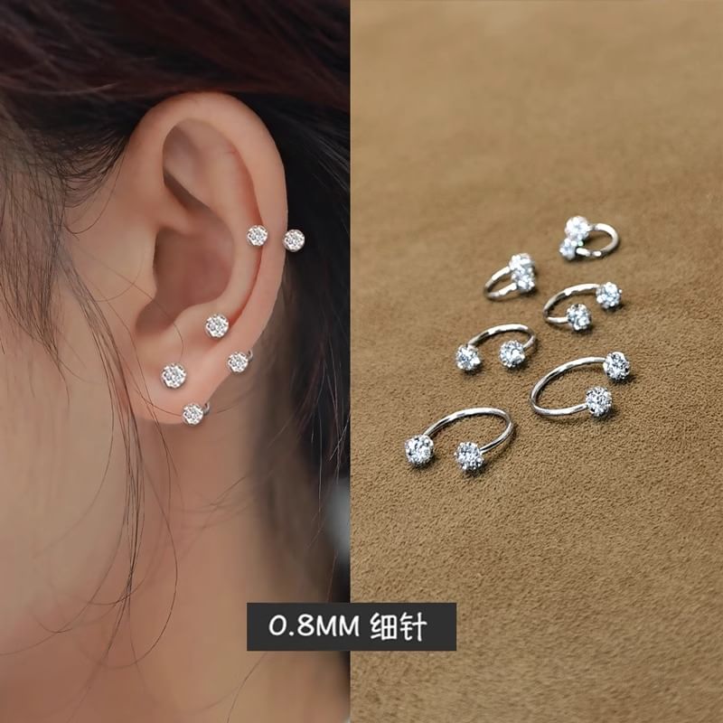 Rhinestone Huggie Earring Open