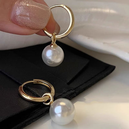 925 Drop Faux Hoop Silver Sterling Earring Pearl