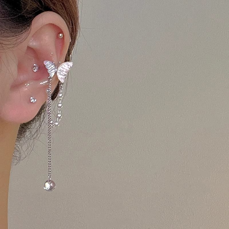 Pearl Cuff Ear Butterfly Faux