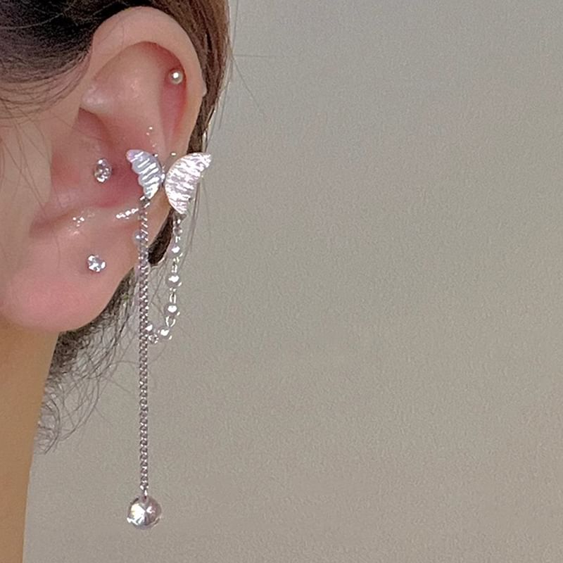 Pearl Cuff Ear Butterfly Faux
