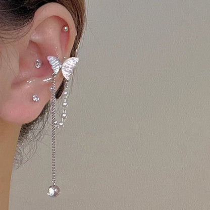 Pearl Cuff Ear Butterfly Faux
