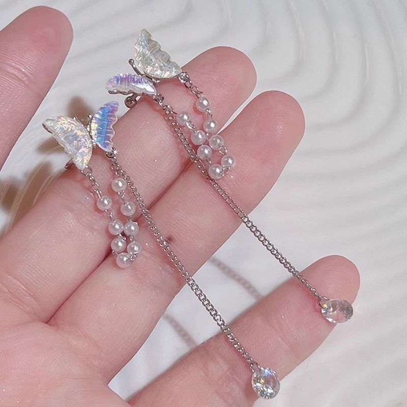 Pearl Cuff Ear Butterfly Faux