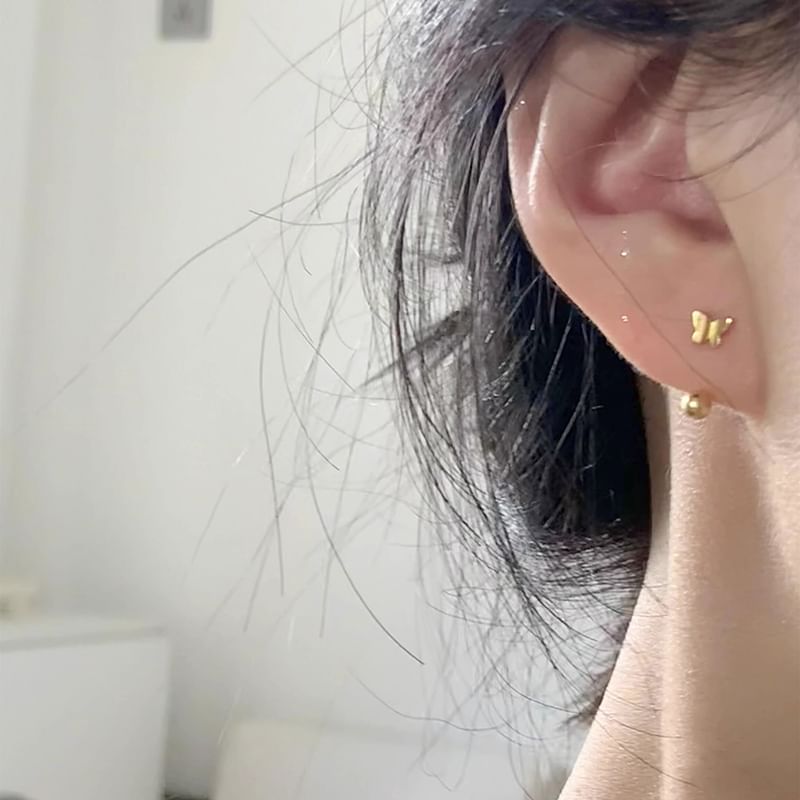 Earring 925 Silver Butterfly Sterling Barbell
