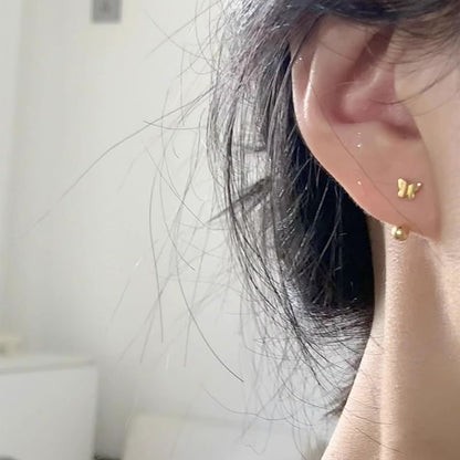 Earring 925 Silver Butterfly Sterling Barbell