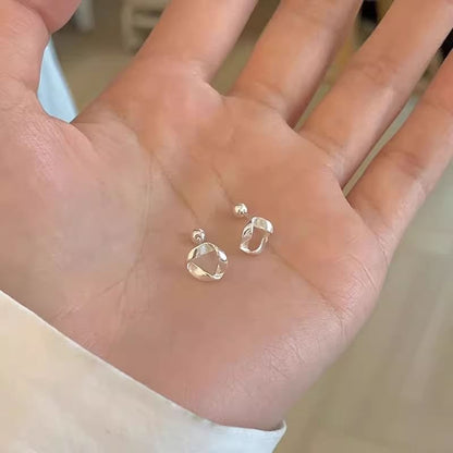 Barbell Twisted Sterling 925 Silver Earring