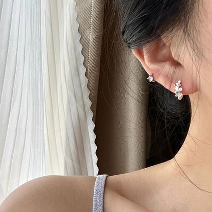 Sterling Floral Earring 925 Huggie Silver