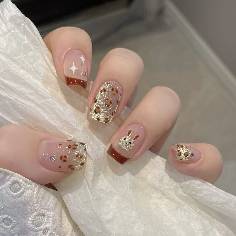 Kaninchen Leopard Print Press On Nail