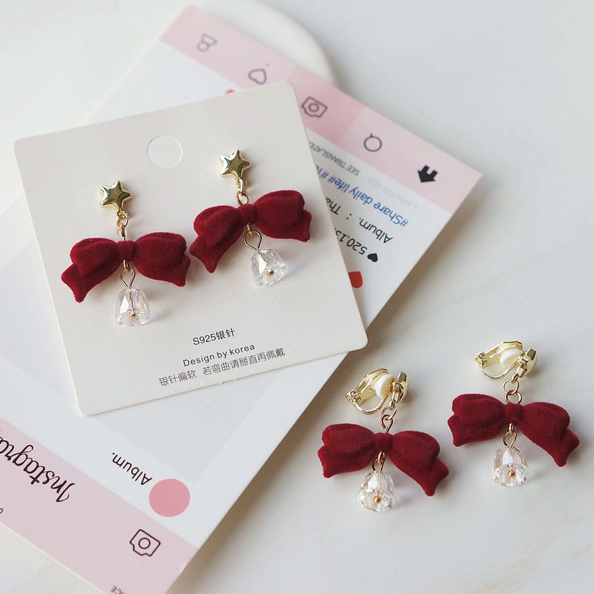 Dangle Alloy Earring Flocking Bell Bow