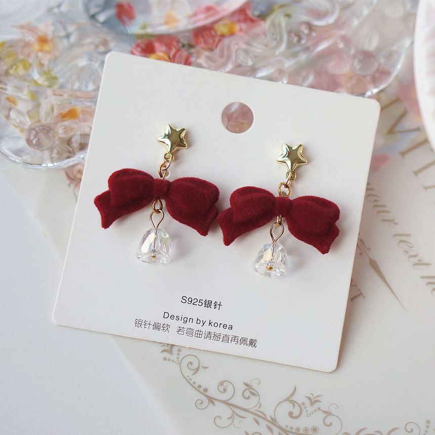 Dangle Alloy Earring Flocking Bell Bow