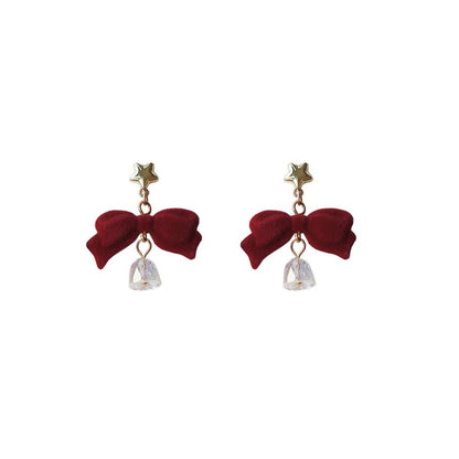 Dangle Alloy Earring Flocking Bell Bow