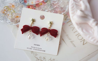Dangle Alloy Earring Flocking Bell Bow