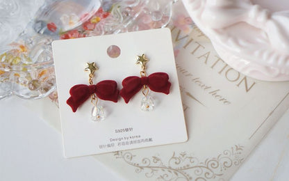 Dangle Alloy Earring Flocking Bell Bow