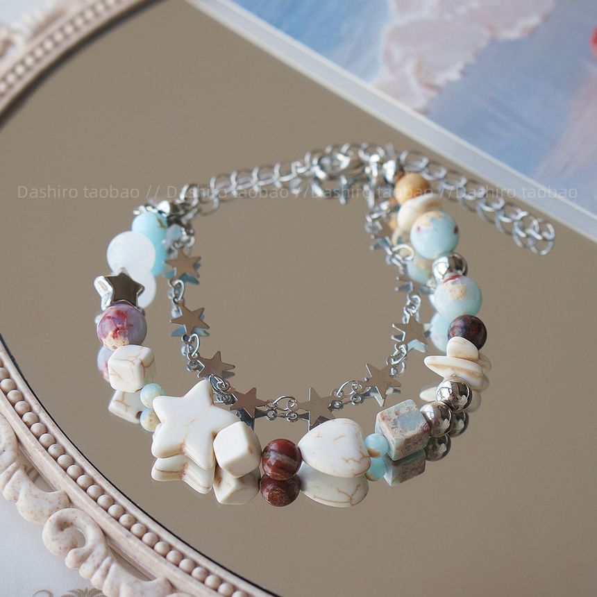 Bracelet Alloy Bead Resin Faux Gemstone Layered Star