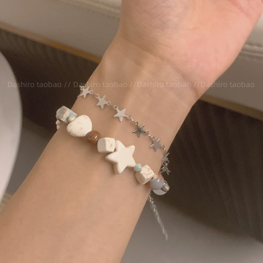 Bracelet Alloy Bead Resin Faux Gemstone Layered Star