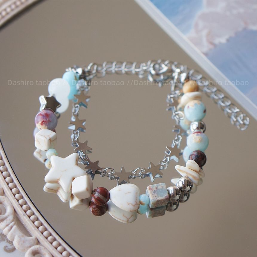 Bracelet Alloy Bead Resin Faux Gemstone Layered Star